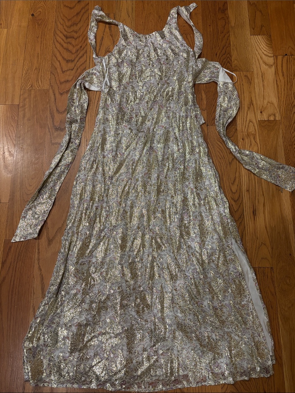 Lulu's Gold and White Sequin Maxi Dress